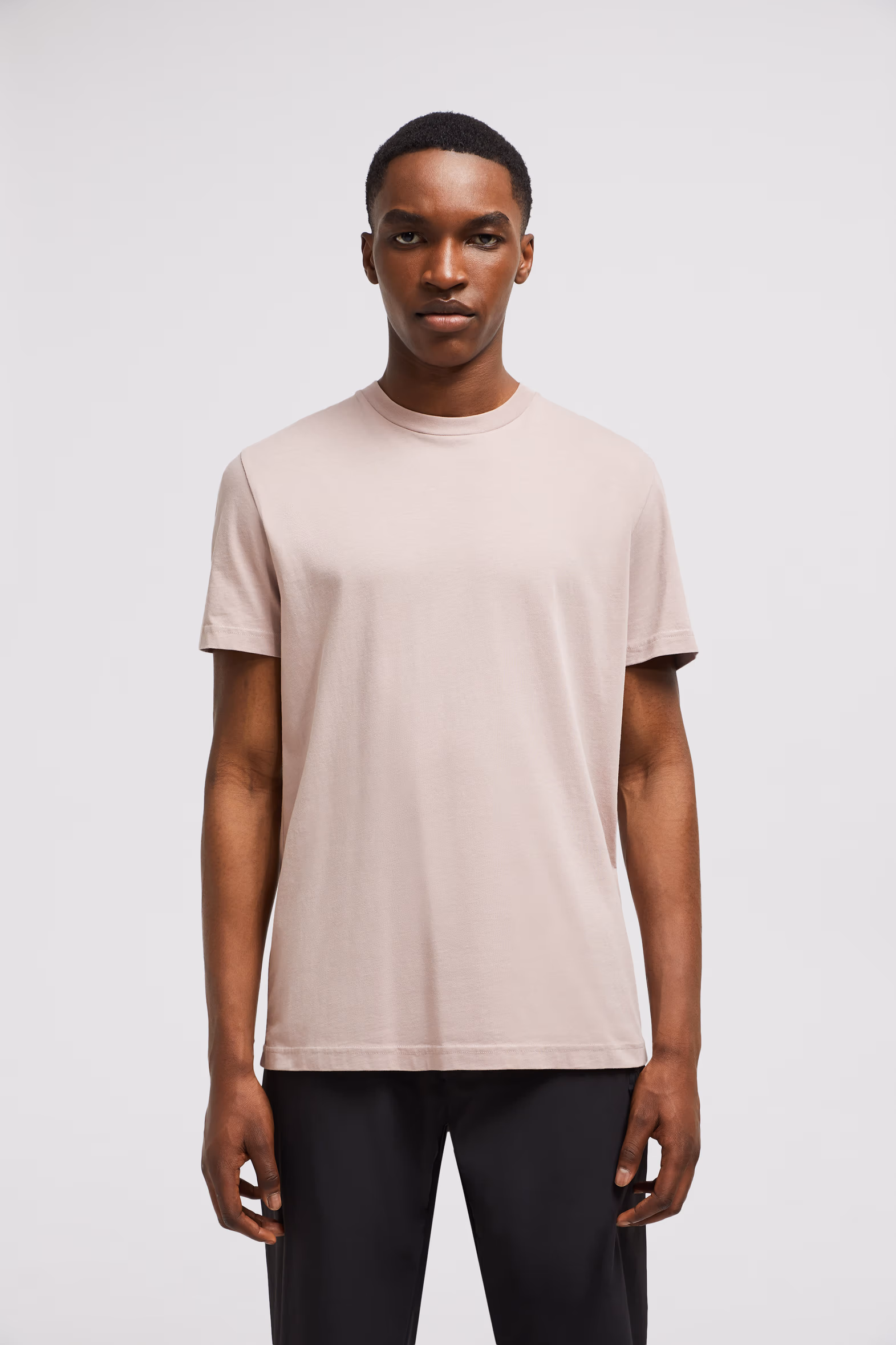 Back Logo Cotton T-Shirt Men Light Pink Moncler 3